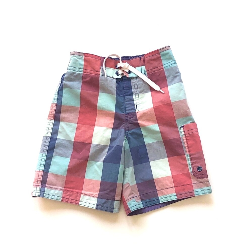 Janie and Jack plaid swim trunks